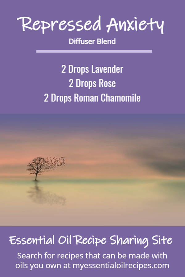 Infographic - Recipe for Repressed Anxiety Diffuser Blend with Essential Oils of Lavender, Rose and Roman Chamomile