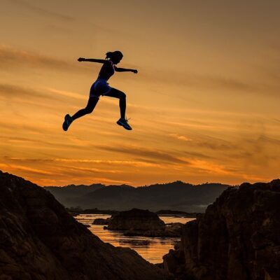 Courageous Woman Leaping